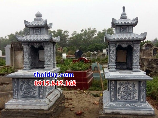 Hình ảnh lăng mộ bằng đá tự nhiên hai mái chạm khắc hoa văn hiện đại tại Phú Yên