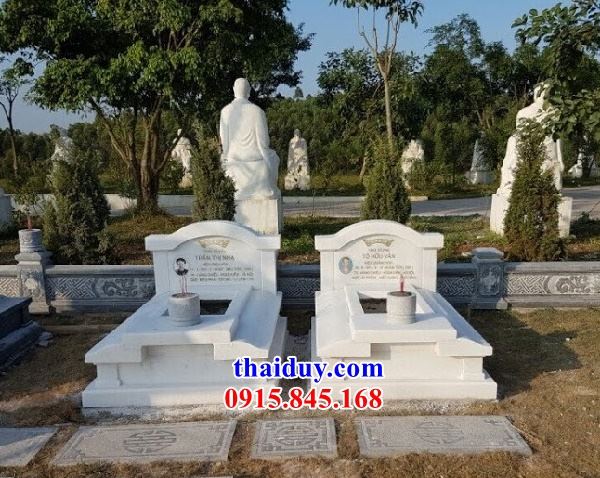Hình ảnh lăng mộ đá trắng tự nhiên cao cấp không mái thiết kế hiện đại tại Tây Ninh