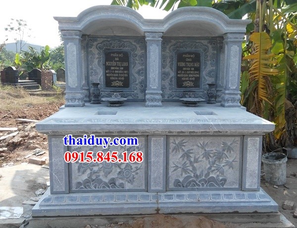 Hình ảnh lăng mộ đôi bằng đá cao cấp một mái đẹp chạm trổ tứ quý  tại Quảng Nam