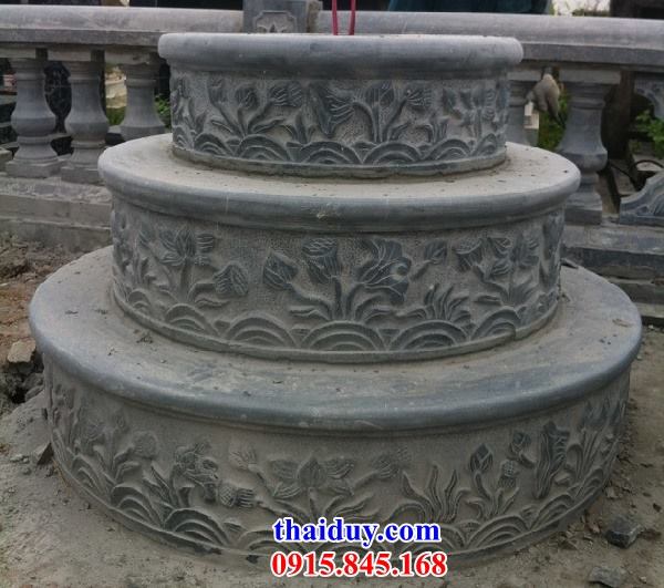 Hình ảnh lăng mộ tròn bằng đá mỹ nghệ không mái cao cấp chạm khắc hoa văn đẹp tại Sóc Trăng