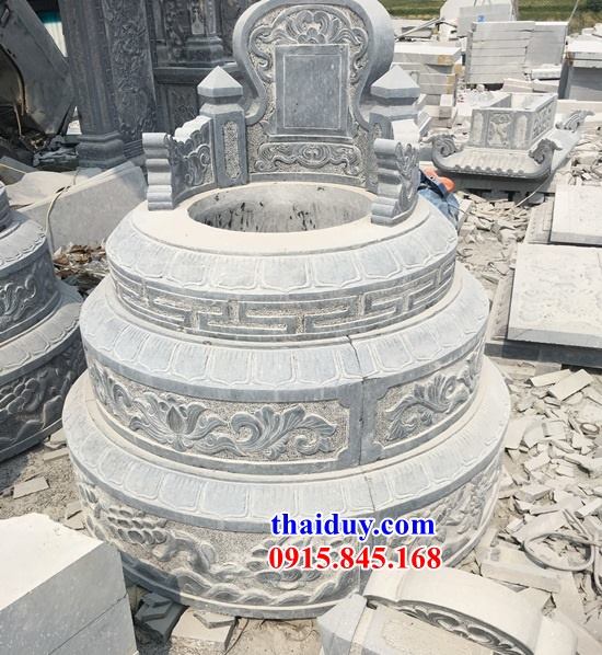 Hình ảnh lăng mộ tròn bằng đá xanh không mái thiết kế phong thuỷ tại Phú Thọ