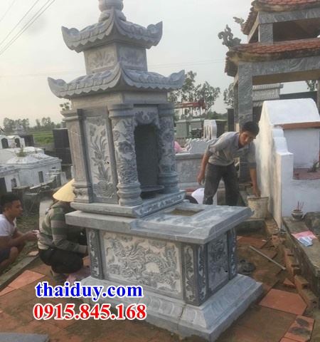 Hoa văn lăng mộ hai mái chạm khắc rồng phượng bằng đá đẹp tại Sơn La