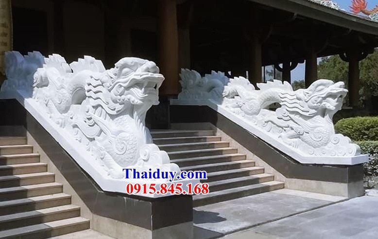 Mãu ảnh rồng đá bậc thềm nhà thờ họ cao cấp điêu khắc tinh xảo tại Bình Thuận