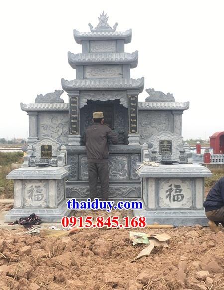 Mẫu lăng mộ ba mái bằng đá mỹ nghệ thiết kế chuẩn phong thuỷ tại Ninh Bình
