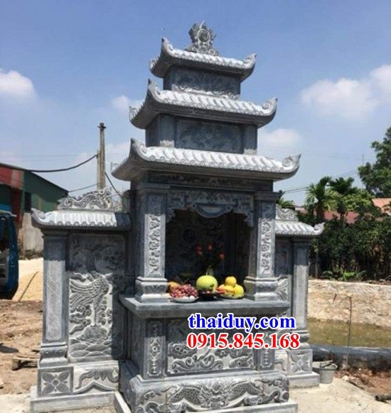 Mẫu lăng mộ ba mái thờ chung gia tiên bằng đá tự nhiên chuẩn phong thủy tại Sơn La