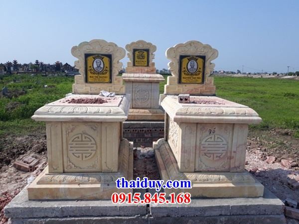 Mẫu lăng mộ đá vàng mỹ nghệ Ninh Bình không mái hiện đại tại An Giang