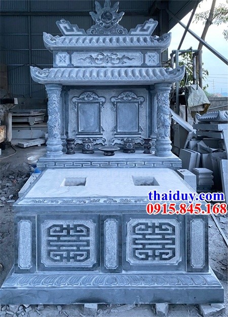 Mẫu lăng mộ đôi hai mái bằng đá xanh cao cấp thiết kế đẹp tại Đà Nẵng