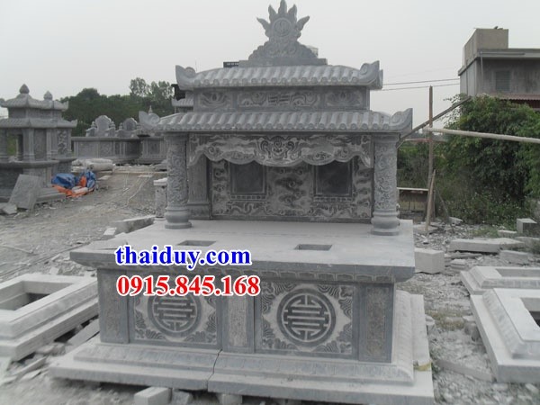 Mẫu lăng mộ hai đao thờ chung bố mẹ bằng đá bán giá tốt tại Thanh Hóa