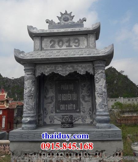 Mẫu lăng mộ hai mái thờ chung dòng họ bằng đá phong thủy tự nhiên tại Cần Thơ