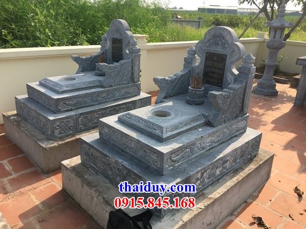 Mẫu lăng mộ tam cấp bằng đá mỹ nghệ Ninh Bình không mái chạm khắc đẹp tại An Giang