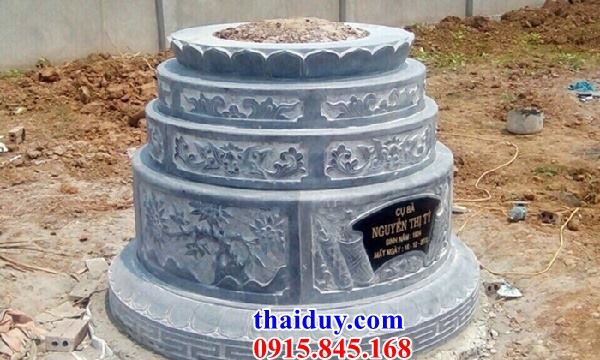 Mẫu lăng mộ tròn bằng đá mỹ nghệ Ninh Bình nguyên khối không mái chạm trổ tứ quý đẹp tại An Giang