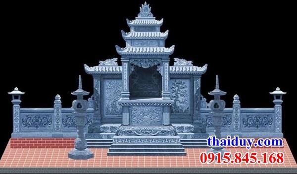 Mẫu thiết kế lăng mộ ba mái thờ chung bằng đá chạm khắc hoa văn tinh xảo tại Quảng Ninh