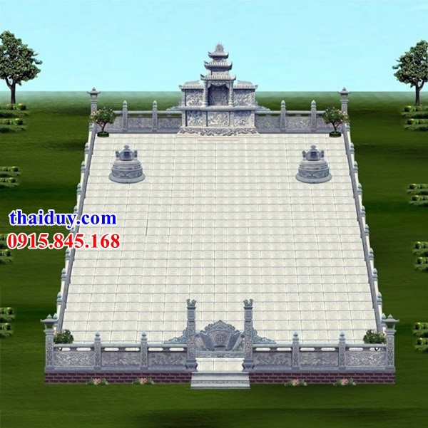Mẫu thiết kế lăng mộ ba mái thờ chung gia tiên bằng đá kích thước lớn tại Quảng Ninh