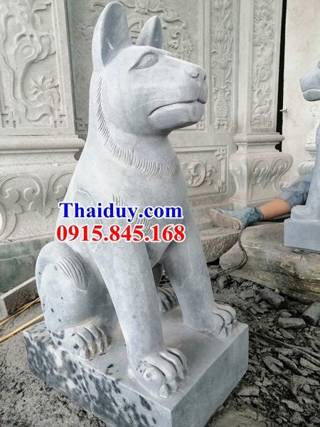 Mẫu tượng chó đá xanh tự nhiên cao cấp trấn yểm đền chùa tại Đà Nẵng