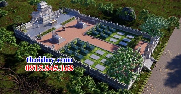 Thiết kế 3D khu lăng mộ gia đình dòng họ bằng đá khối cao cấp đẹp bán chạy tại Hà Nội