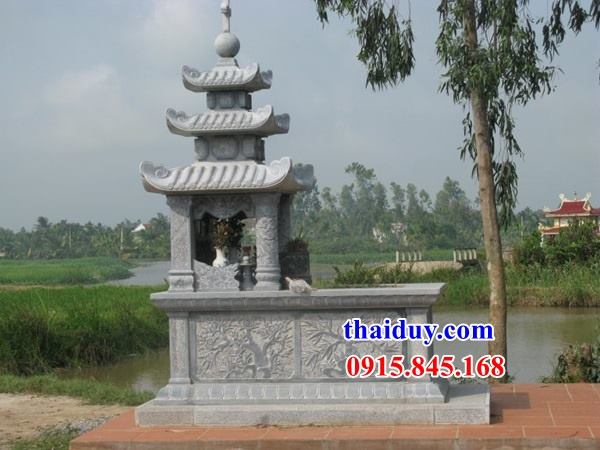 Thiết kế lăng mộ ba mái bằng đá chạm khắc hoa văn tinh xảo để hũ tro cốt tại Tây Ninh