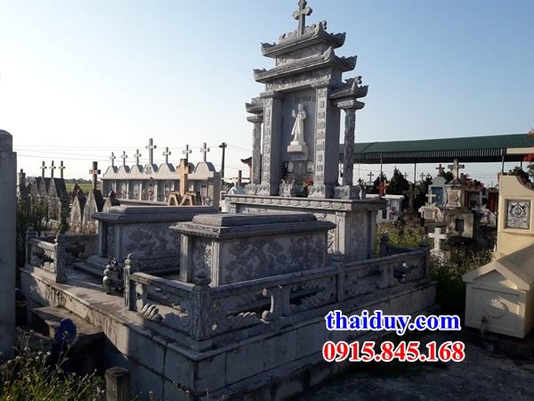 Thiết kế lăng mộ ba mái đạo thiên chúa công giáo bằng đá nguyên khối để hũ tro cốt tại Tây Ninh