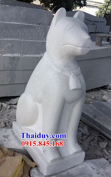 Tượng chó cảnh bằng đá trắng tự nhiên cao cấp giống thật tại Đắk Nông