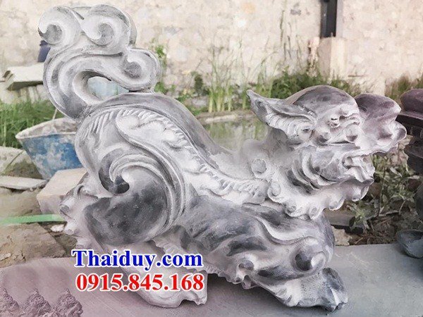 Tượng nghê đá phong thủy canh cổng nhà thờ từ đường dòng tộc điêu khắc tinh xảo