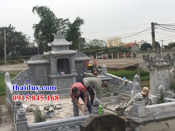 Xây 46 lăng mộ hai mái thờ chung nghĩa trang gia đình bằng đá Ninh Bình tại Điện Biên