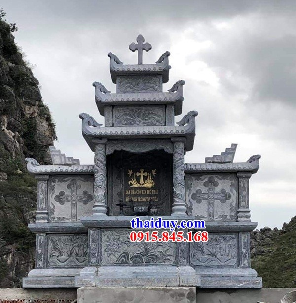 Xây cất lăng mộ ba mái đạo thiên chúa công giáo bằng đá liền khối tại Nam Định