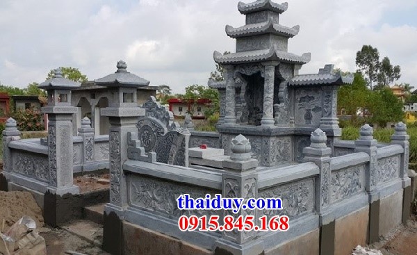 Xây cất lăng mộ ba mái thờ chung gia đình bằng đá liền khối tự nhiên đẹp tại Nam Định