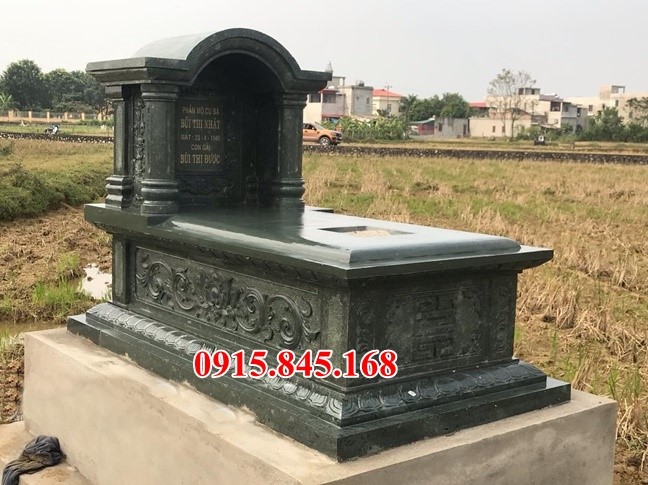 055 Mẫu mộ tam cấp đá liền khối thiết kế đơn giản