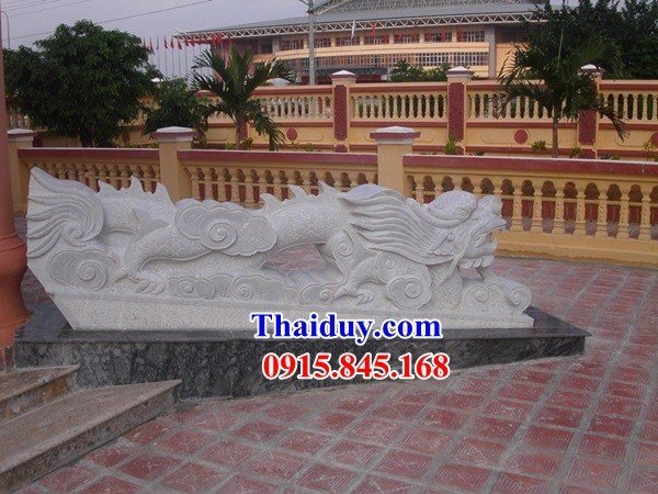 11 hình ảnh rồng mây bằng đá trắng nguyên khối điêu khắc đẹp tinh xảo tại Bắc Giang