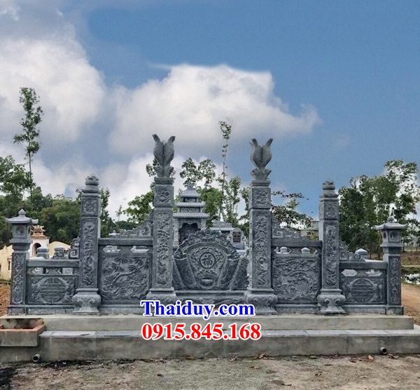 52 mẫu lan can tường rào khu lăng mộ bằng đá Thanh Hóa điêu khắc tứ quý