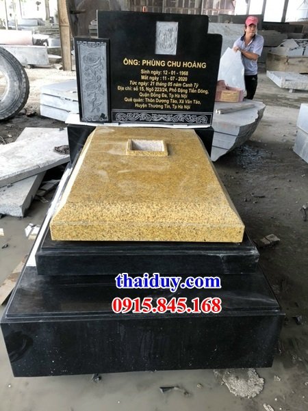 55 Mẫu mộ đá tam cấp không mái hoa cương granite liền khối thiết kế đơn giản