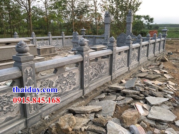 65 lan can tường hàng rào bằng đá phong thủy Ninh Bình chạm khắc hoa văn tinh xảo