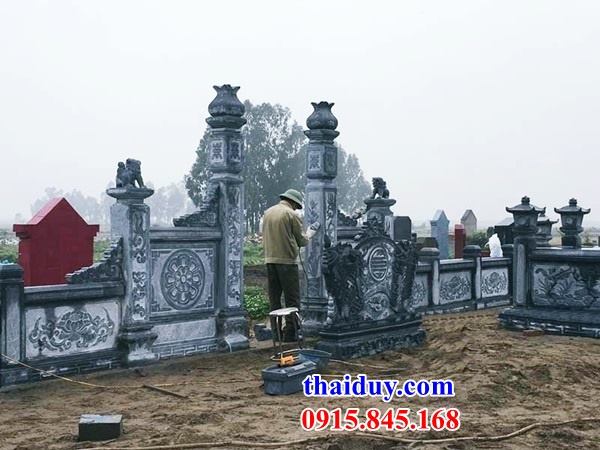 Chế tác 23 mộ khu lăng mộ gia tiên bằng đá xanh rêu điêu khắc tứ quý đẹp bán chạy nhất năm 2021p