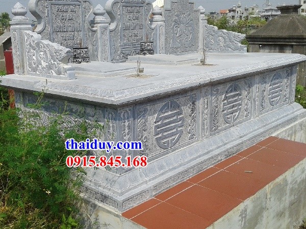 Điêu khắc hoa văn trên mộ đôi bằng đá khối phong thủy bán chạy nhất