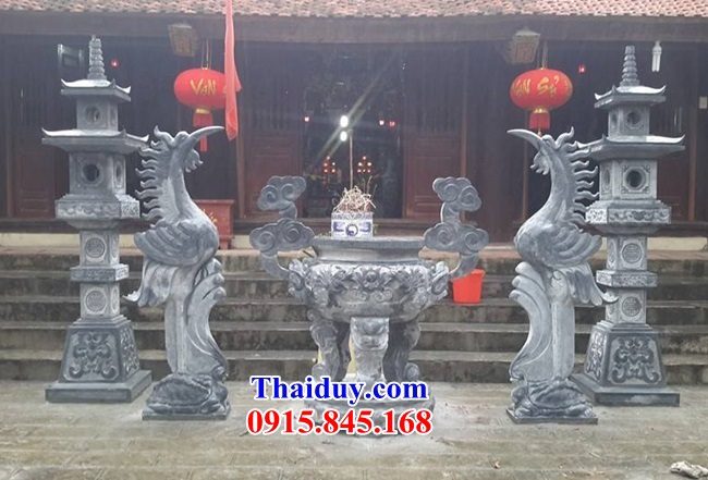 Hình ảnh lư hương đỉnh đèn nhà thờ họ đình đền chùa miếu bằng đá mỹ nghệ cao cấp đẹp