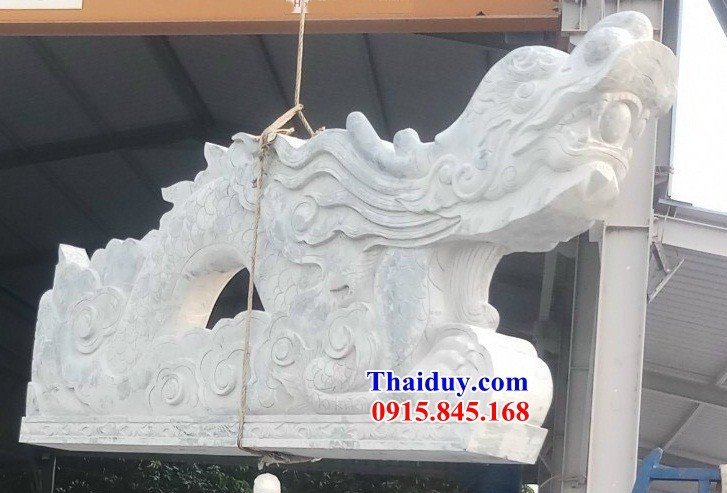Hình ảnh mẫu rồng bằng đá trắng tự nhiên cao cấp chạm khắc đẹp tại Hoà Bình