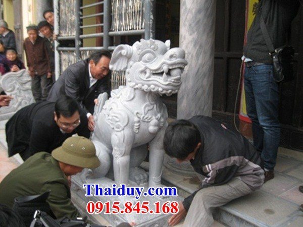 Hình ảnh nghê đền chùa bằng đá xanh tự nhiên cao cấp chạm khắc đẹp tại Phú Thọ