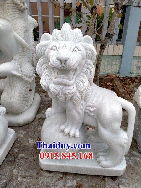 Hình ảnh nghê sư tử bằng đá kích thước chuẩn phong thuỷ tại Sài Gòn