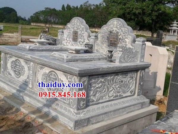 Làm 25 mộ đôi không mái thờ cha mẹ bằng đá mỹ nghệ điêu khắc long phụng tại Đồng Tháp