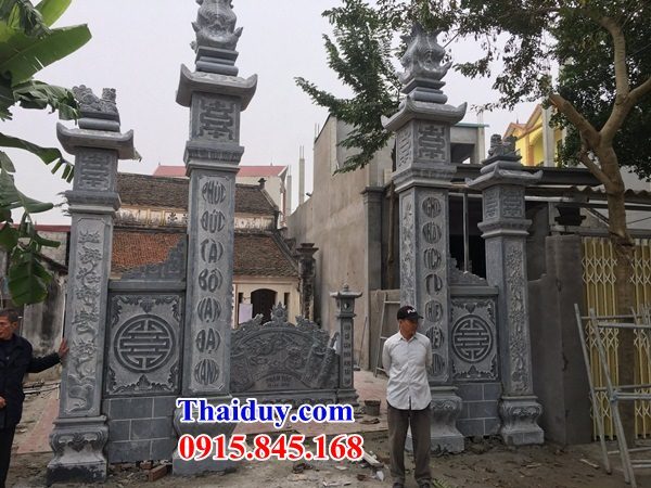 Thiết kế cổng tam quan tứ trụ nhà thờ họ  từ đường bằng đá mỹ nghệ cao cấp Ninh Bình
