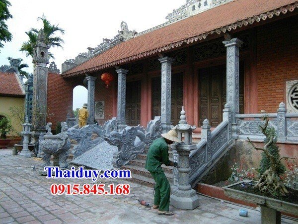Xây lắp rồng chiếu rồng bậc thềm bằng đá tự nhiên cao cấp kích thước phong thủy tại Thái Bình
