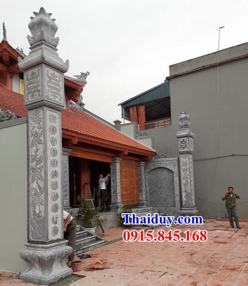 29 mẫu cột nhà tổ đường đình chùa miếu bằng đá xanh Ninh Bình chạm khắc hoa văn tinh xảo