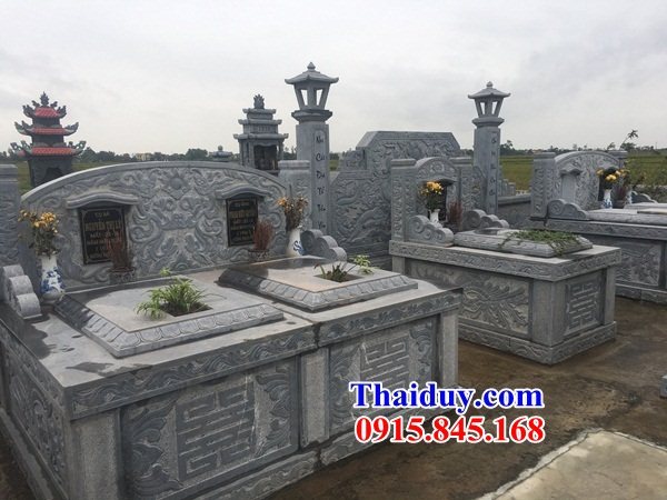 6 mẫu mộ đôi vợ chồng bằng đá xanh nguyên khối cao cấp chạm khắc đẹp tại Quảng Nam
