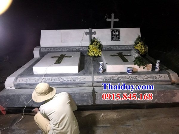 Bán báo giá mộ đá đôi công giáo đẹp chuẩn phong thuỷ tại Ninh Thuận