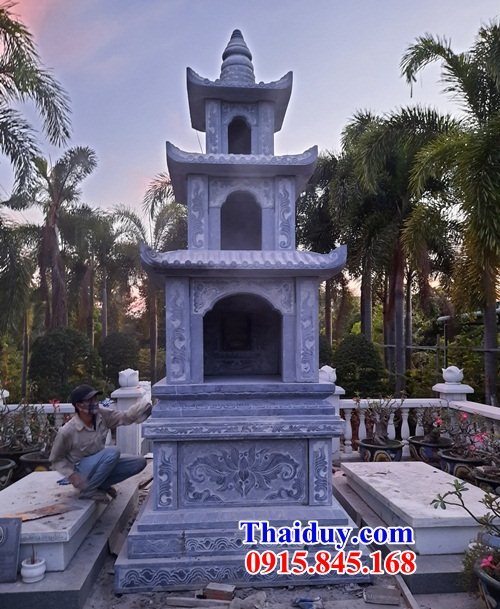 Bán báo giá mộ tháp cất để tro cốt bằng đá xanh cao cấp chạm khắc tinh xảo tại Vĩnh Long