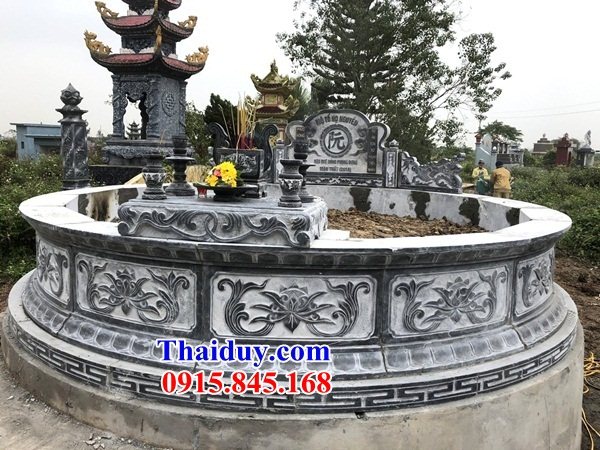 Hình ảnh mộ cụ tổ hình tròn bằng đá cao cấp tại Hưng Yên