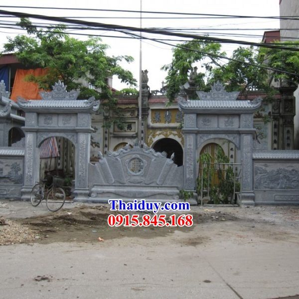 Mẫu cổng tam quan đền chùa bằng đá tự nhiên kích thước chuẩn tại Thái Bình