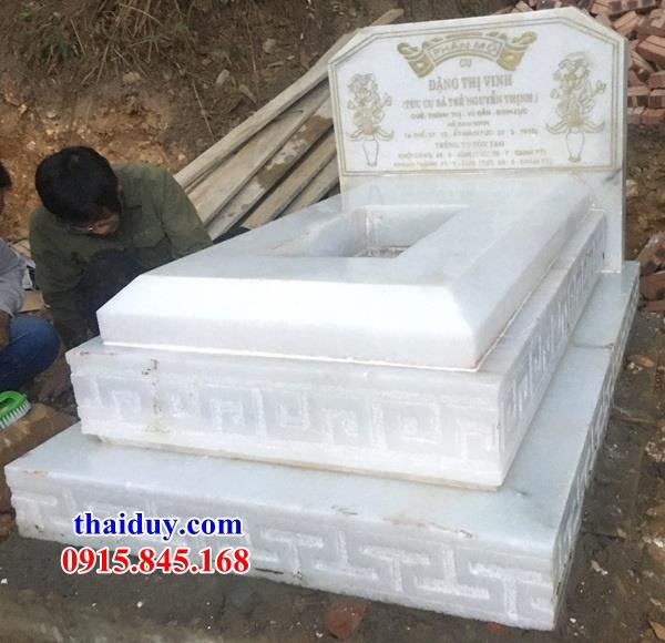 Mẫu mộ tam cấp không mái bằng đá trắng mỹ nghệ cao cấp tại Thanh Hoá