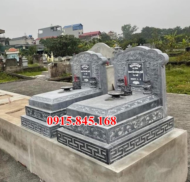 Xây lắp lăng mộ đôi gia đình dòng họ bằng đá nguyên khối đẹp tại Phú Yên