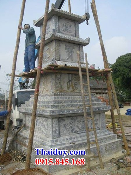 Xây lắp mộ tháp cất để tro cốt bằng đá tự nhiên tại Cao Bằng