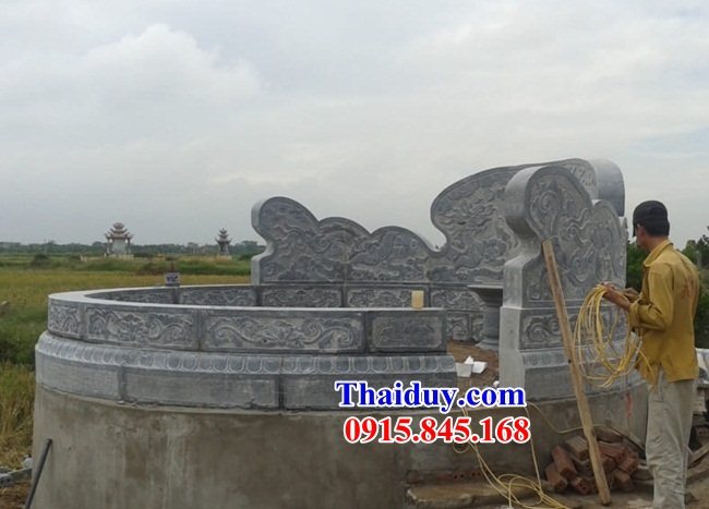 Xây lắp thiết kế mộ tổ hình tròn bằng đá xanh tự nhiên kích thước lớn đẹp giá rẻ